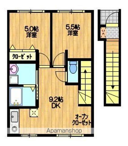 SUSTAINABLEⅢ(2DK/2階)の間取り写真