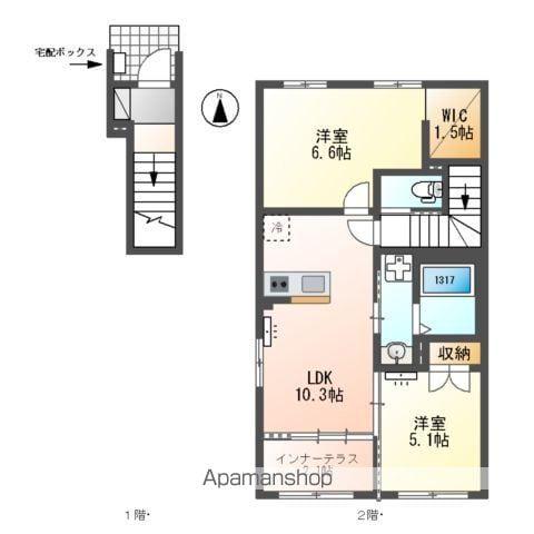 ガーデン中新町(2LDK/2階)の間取り写真