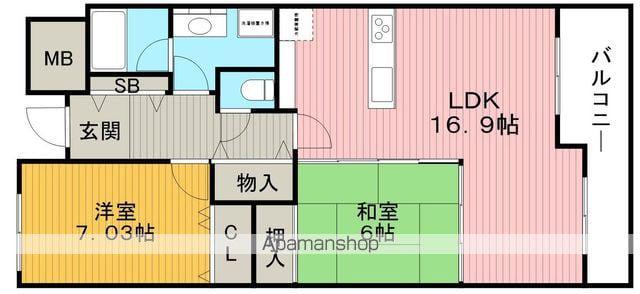コムザ21北緑丘(2LDK/2階)の間取り写真