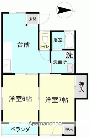 小野アパート(2DK/2階)の間取り写真