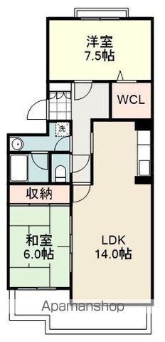 サンハイツ古庄(2LDK/2階)の間取り写真