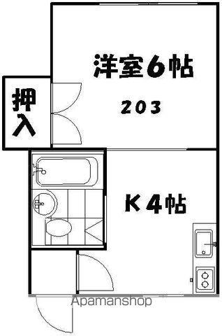 ソシアル向井(1DK/2階)の間取り写真