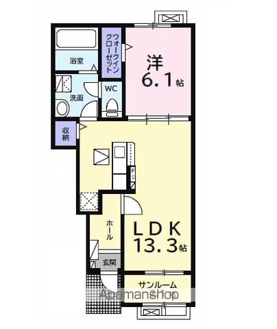 プランドールB(1LDK/1階)の間取り写真