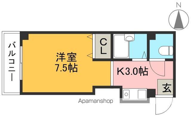 リヴィエラ上町Ⅱ(1K/4階)の間取り写真