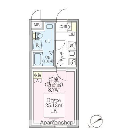 スカイラシクラス平和台(1K/2階)の間取り写真