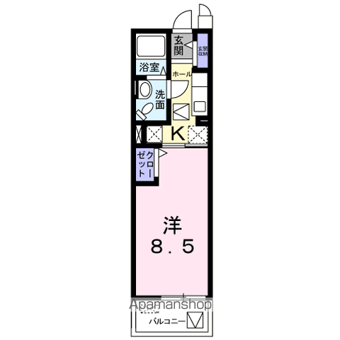 レガシーガーデンⅣA(1K/2階)の間取り写真