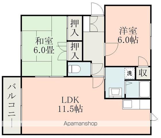 イーストコート壱番館(2LDK/2階)の間取り写真