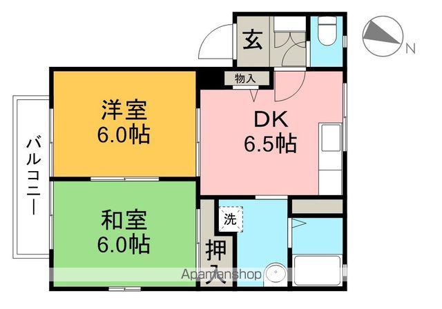 ビーンズフラット(2DK/1階)の間取り写真