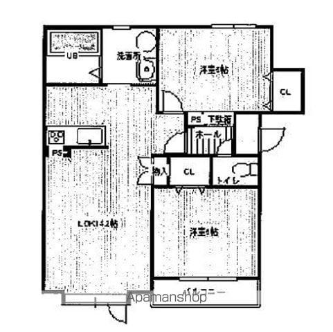 ノースフラットⅢ(2LDK/3階)の間取り写真