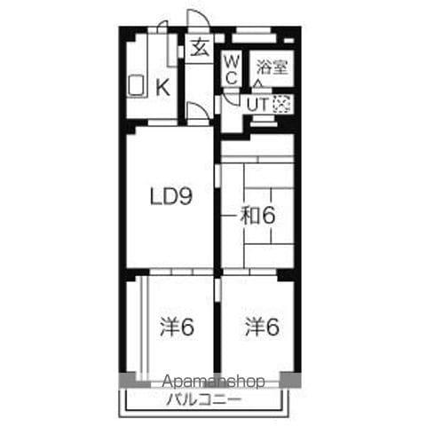 レジデンス西あじま(3LDK/4階)の間取り写真