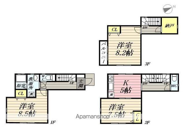 吉田町テラスハウス(3K)の間取り写真