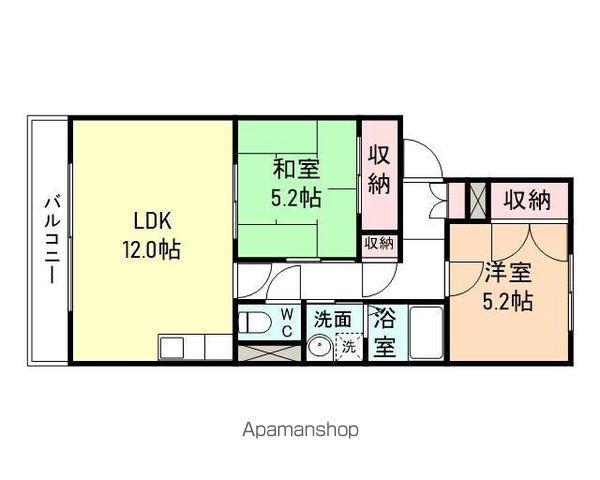 シャトー粟島(2LDK/3階)の間取り写真