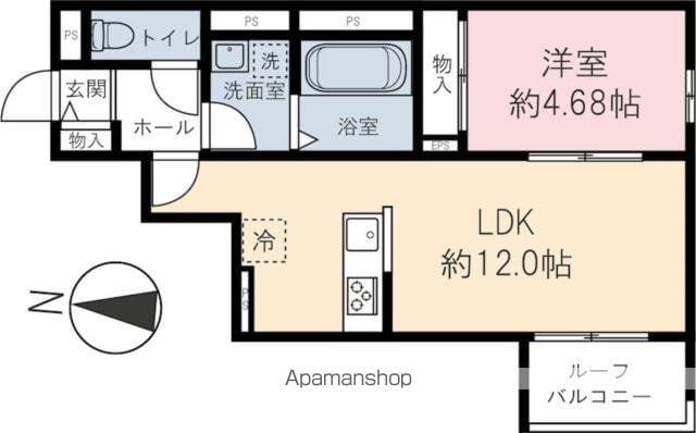 川越市南通町パレス(1LDK/3階)の間取り写真
