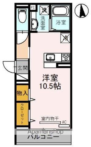 グラセフルⅢ(ワンルーム/2階)の間取り写真