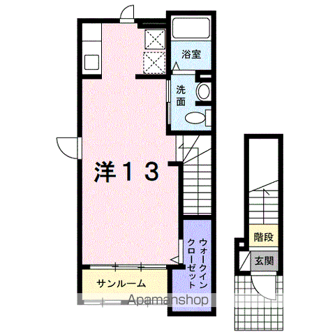 プリムローズ・ティー(ワンルーム/2階)の間取り写真