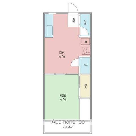 志賀橋コーポ第二(1DK/4階)の間取り写真