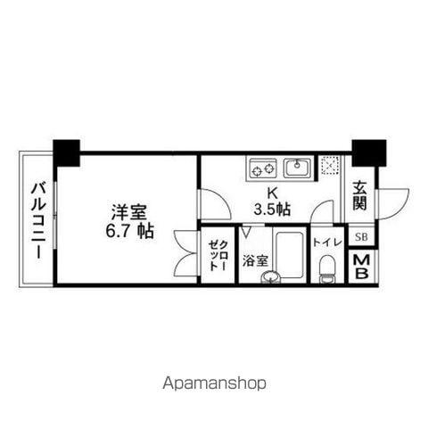 アンジュ市名坂(1K/2階)の間取り写真