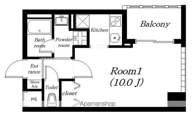 バックス大津京町(ワンルーム/4階)の間取り写真