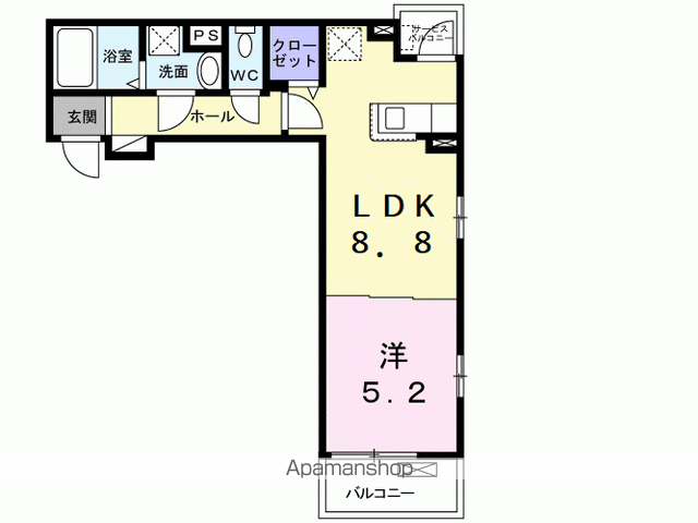 サニークレメント八潮(1LDK/3階)の間取り写真