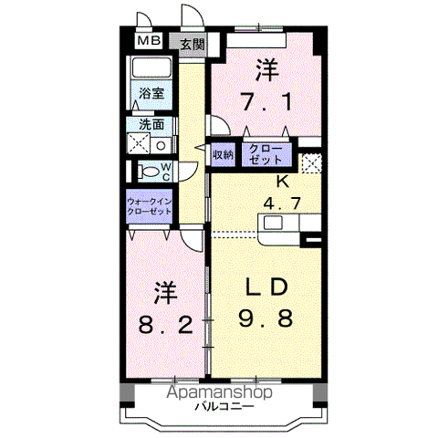 グラシエ(2LDK/3階)の間取り写真