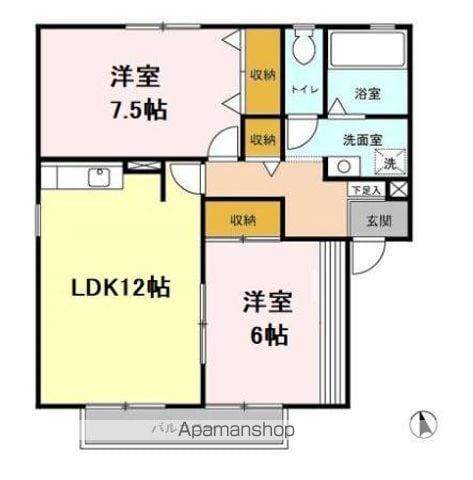 ハイカムール東台 ABCD(2LDK/2階)の間取り写真