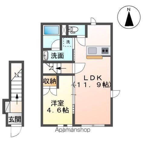 ディベロップ富田(1LDK/2階)の間取り写真