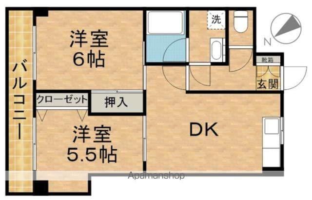 クリフ若木I(2DK/1階)の間取り写真