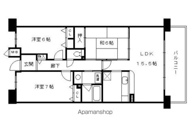パデシオン桃山南(3LDK/3階)の間取り写真