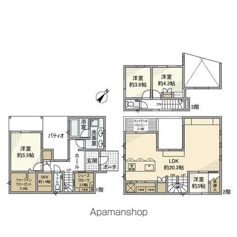 東急大井町線 等々力駅 徒歩14分 3階建 築15年(4LDK)の間取り写真