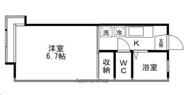 ブルーハイツ八幡(1K/1階)の間取り写真