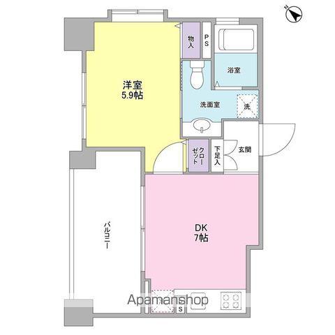 リバーレ月島(1DK/13階)の間取り写真