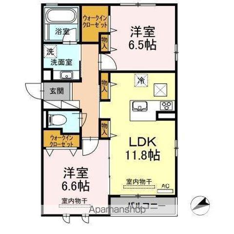 パークサイド南観音Ⅱ(2LDK/1階)の間取り写真
