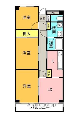 マンワール南末広(3LDK/2階)の間取り写真