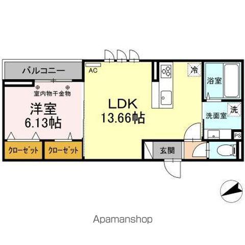 DーROOMT.MⅡ(1LDK/3階)の間取り写真