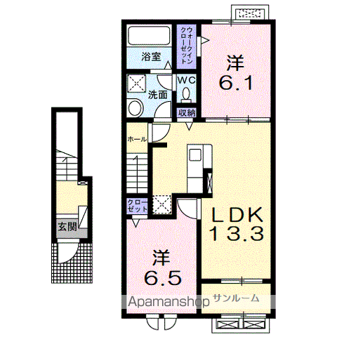 アストラル ノーヴァ(2LDK/2階)の間取り写真