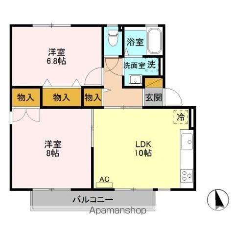 スプリングパーク横田E(2LDK/2階)の間取り写真