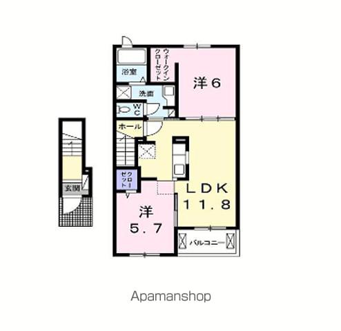 クラール丸亀原田A(2LDK/2階)の間取り写真