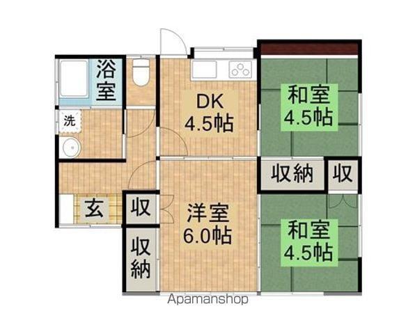日豊本線 三股駅 バス乗車時間：5分 植木バス停で下車 徒歩3分 1階建 築60年(3DK)の間取り写真