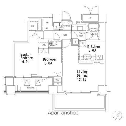 MFPR目黒タワー(2LDK/15階)の間取り写真