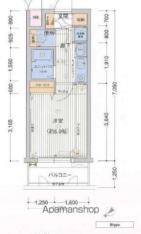 プレサンス鶴舞駅前ブリリアント(1K/6階)の間取り写真