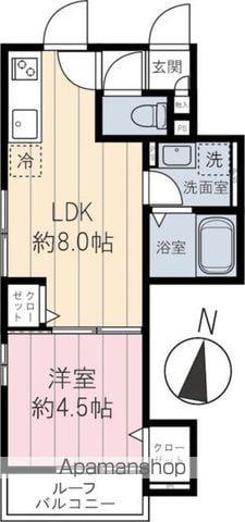 カリーノ田柄(1LDK/2階)の間取り写真