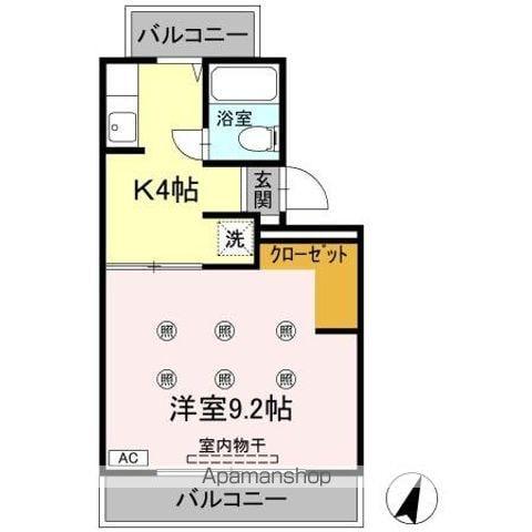 ハイツ伊世(1K/2階)の間取り写真