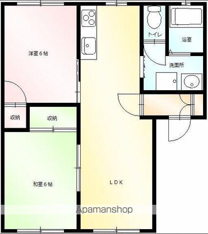 ジュネスかすかわB(2LDK/2階)の間取り写真
