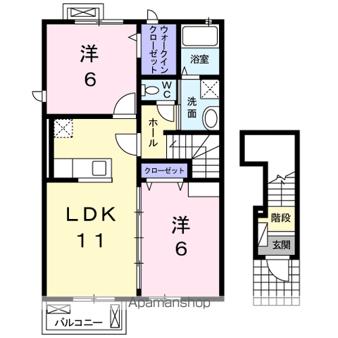 フォーシーズンⅡ(2LDK/2階)の間取り写真