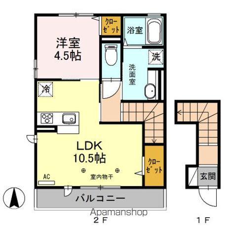 クレセール(1LDK/2階)の間取り写真