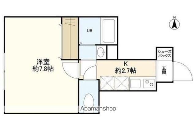 ウェルスクエアイズム四谷大京町(1K/2階)の間取り写真