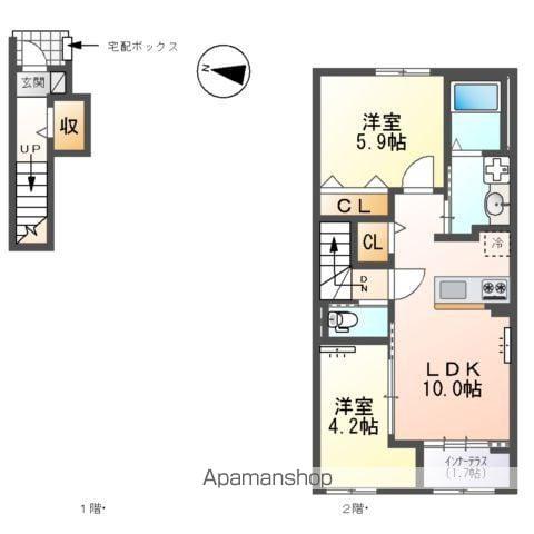 西宮市山口町アパートK(2LDK/2階)の間取り写真