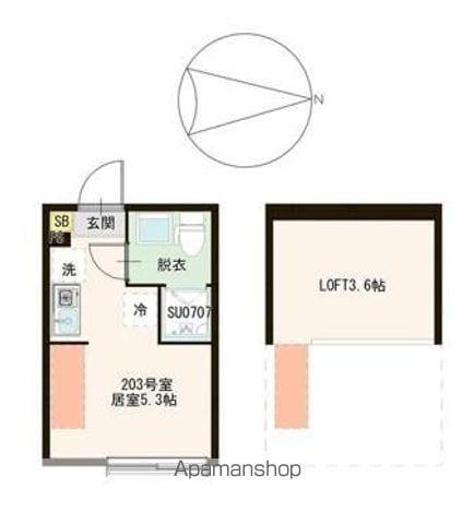 ハーモニーテラス春日町Ⅵ(ワンルーム/2階)の間取り写真