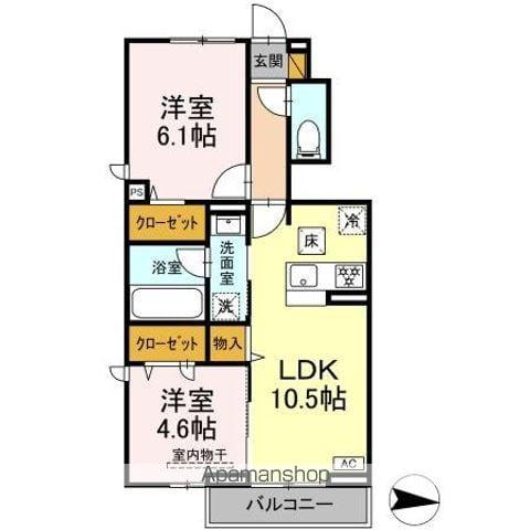 ラプエルタ(2LDK/1階)の間取り写真