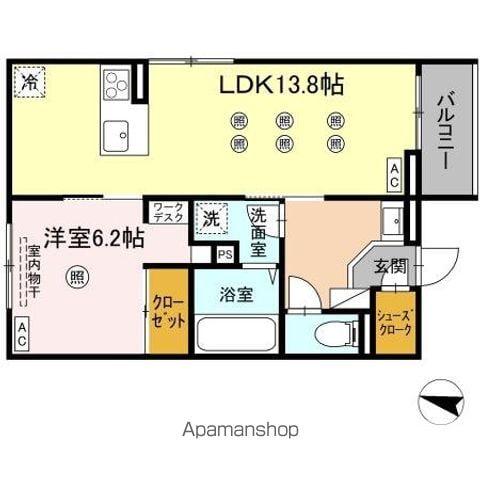 プランドゥブレ西新(1LDK/3階)の間取り写真